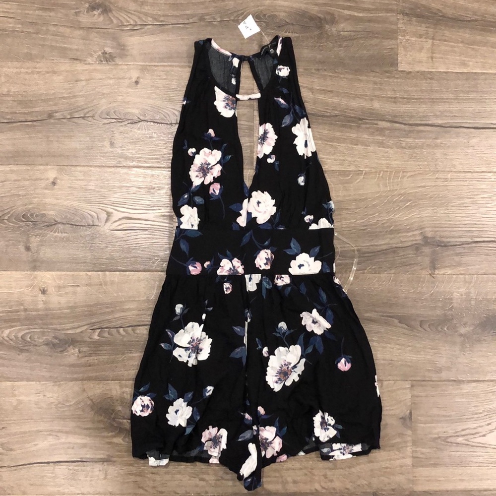 Black floral romper